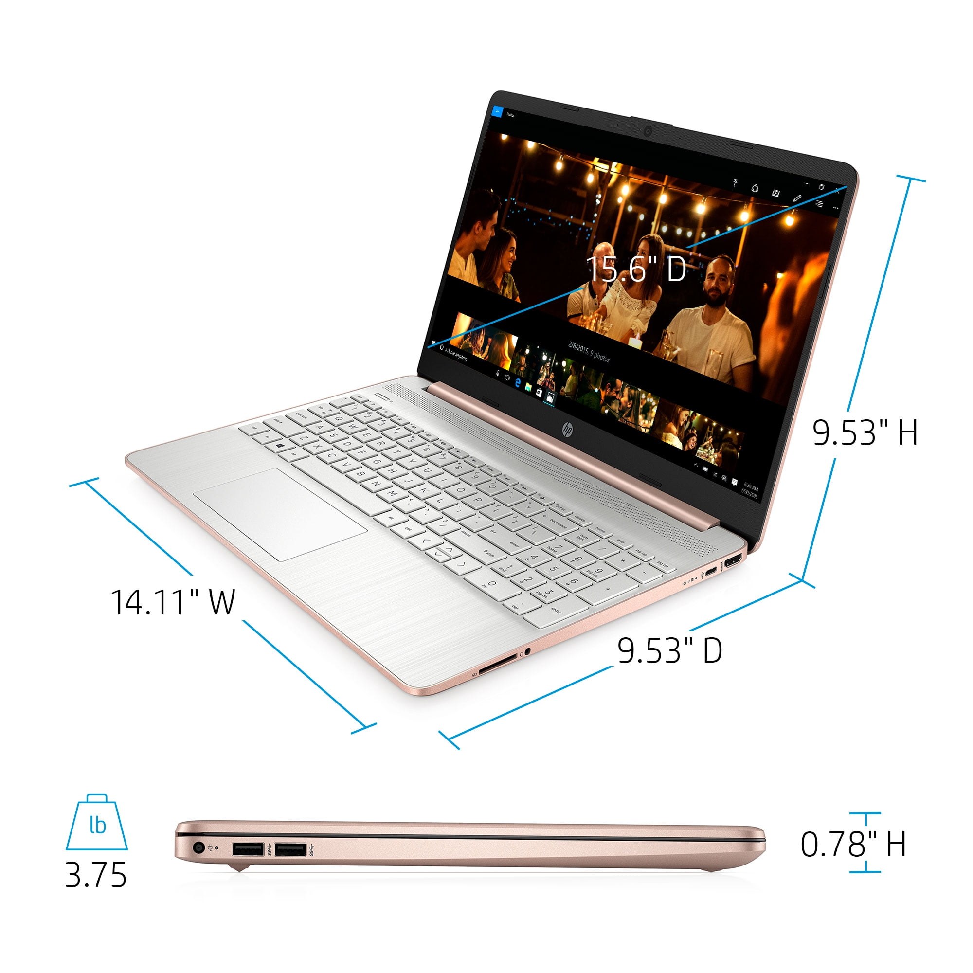 HP 15.6" Laptop, AMD Athlon N3050 Processor, 4GB RAM, 128GB SSD, Rose Gold, Wireless Mouse, Sleeve, Windows 10 Home in S mode with Microsoft 365, 15-ef1073wm