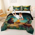 thumbnail image 3 of Erosebridal Kawaii Animal Bear Deer Full Size Comforter Sets 3 Pieces for Boys Girls,Kids Teens Lake Life Happy Camping Bedding Sets,Black Reversible,Microfiber Bedroom Decor, 3 of 6