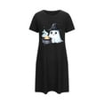 thumbnail image 5 of Sakmal Womens Moomoo Nightgowns Black Halloween Cute Short Nightshirt Short Sleeve Ghost Print Nightgowns for Women, 5 of 5
