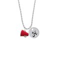 thumbnail image 2 of Delight Jewelry Silvertone Small Red Megaphone Silvertone Script Initial Disc - H - Charm Necklace, 20"+3", 2 of 4