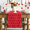 thumbnail image 2 of Snfy Soft Plush Faux Fur Jacquard Heart Valentine's Day Table Runner, Seasonal Kitchen Dining Table Decoration for Home Party Decor 13x72 Inch-Red, 2 of 7