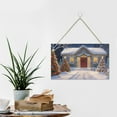 thumbnail image 6 of Winter Scene Wall Art with House Wooden Hanging Sign Farmhouse Vintage Rustic Wall Decor Wood Christmas Holiday Wall Hanging Door Decorations Wood Plaque Signs 10"x16", 6 of 8