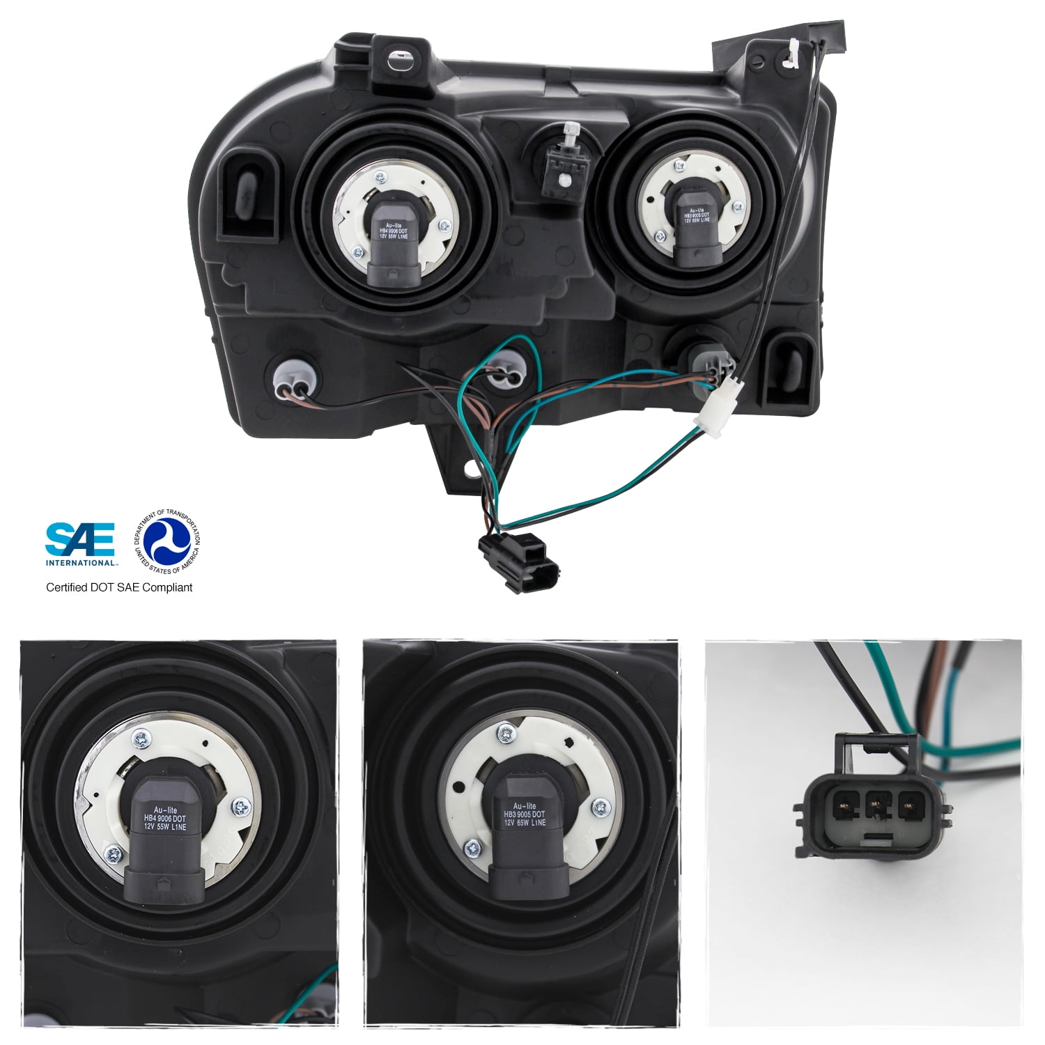 AKKON - Fits 2005-2009 Chrysler 300 [Halogen Type] Chrome Headlights w/ LED Sequential Turn Signal Pair Driver+Passenger