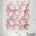 thumbnail image 1 of Cartoon Tapestry, Cherry Blossoms Petal Plant Cartoon Sakura Floret Season, Fabric Wall Hanging Decor for Bedroom Living Room Dorm, 5 Sizes, Dried Rose White Green, by Ambesonne, 1 of 1