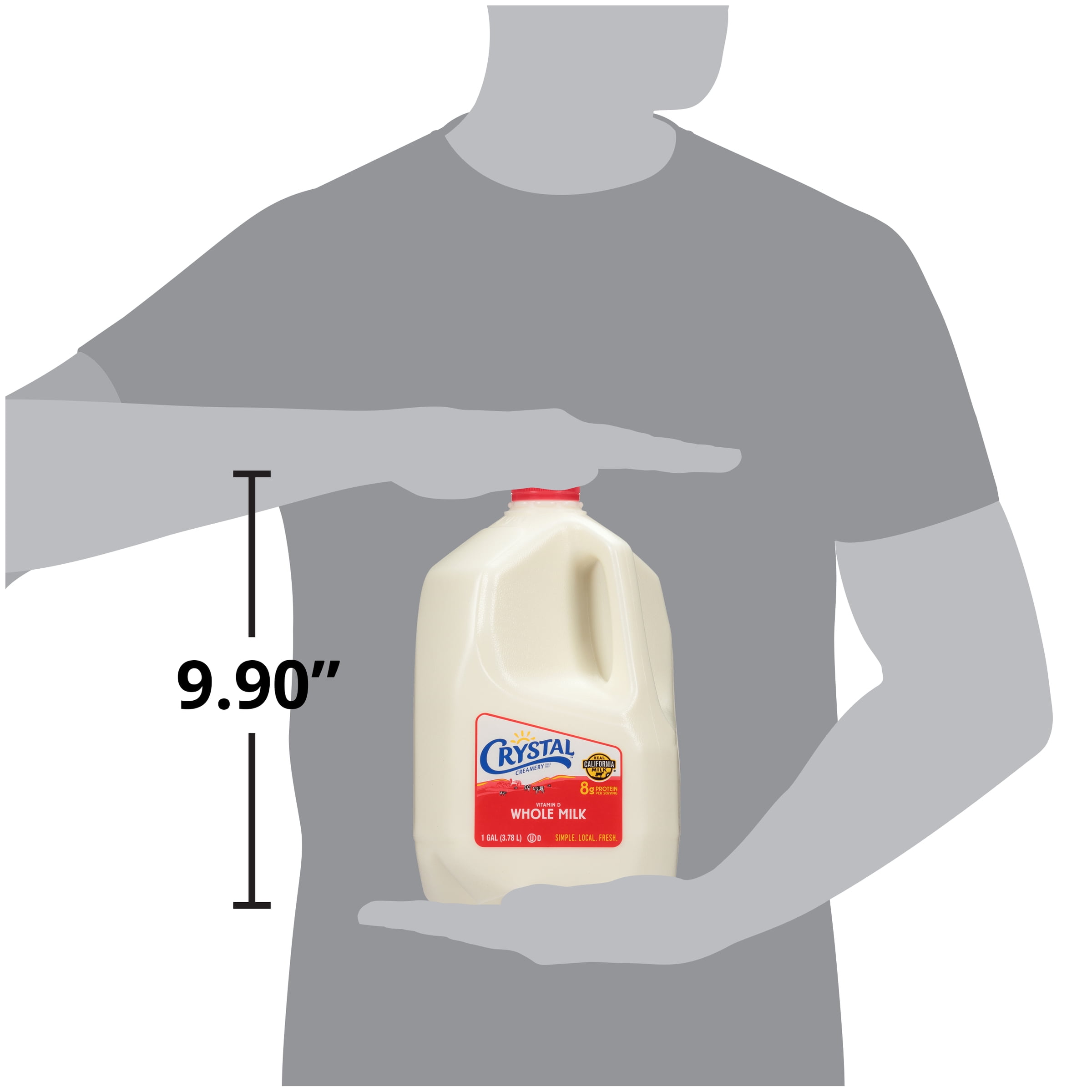 Crystal Creamery, Real California Milk, Whole Vitamin D, Gluten Free Milk, Plastic Jug, Gallon128 fl oz