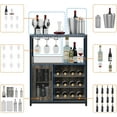 thumbnail image 4 of 3-Tier Wine Bar Cabinet with LED Lights, Detachable Wine Rack and Storage Space, Small Liquor Bar Cabinet with Glass Holder and Mesh Door for Home, Kitchen, Dinning Room, 4 of 16