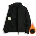thumbnail image 2 of KeShDi Bomber Jacket Mens Fleece Jacket Men Solid-Color Casual Thick Fleece Zipper Pocket Long Sleeve Stand-Up Outwear Jacket Black XL, 2 of 6