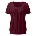 thumbnail image 6 of Gbsyewxs Shirts For Women Crew Neck Short Sleeve Ruffle Solid Color Loose Summer Womens T Shirt Red, 6 of 7