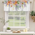 thumbnail image 2 of 2 Pack Valances for Window, Pink Orange Flowers Short Curtains for Kitchen Bedroom Living Room, Spring Floral Farmhouse Botanical Rod Pocket Small Window Treatment Valance Drapes 42 x 18 Inch, 2 of 8
