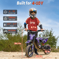 thumbnail image 5 of East doll 36V Electric Dirt Bike for Kids, Peak 700W Kids Electric Dirt Bikes, Electric Kids Dirt Bike for Boys Girls Aged 4-10Y, 3-Speed, Max 15.5 Mph, 13.7 Miles Long Range, 3 Light Modes, Purple, 5 of 7