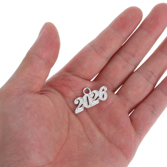 HEANUJJ 100Pcs Silver 2026 Year Number Charms for Graduation Bracelets Necklaces and Keychain Crafts
