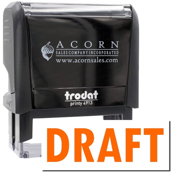 Large Self-Inking Draft Stamp, Trodat Printy 4913, Press and Print Stamping, Impression Size 7/8" x 2-1/4", Up to 10,000 Impressions - Orange Ink