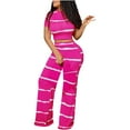 thumbnail image 1 of Mikilon Ensemble Élégant pour Femmes 2 Pcs Blouse/chemise à Manches Courtes Col Rond Ensemble Mode Col Rond Uni Blouse à Manches Courtes + Pantalon Ample Rose L, 1 of 9