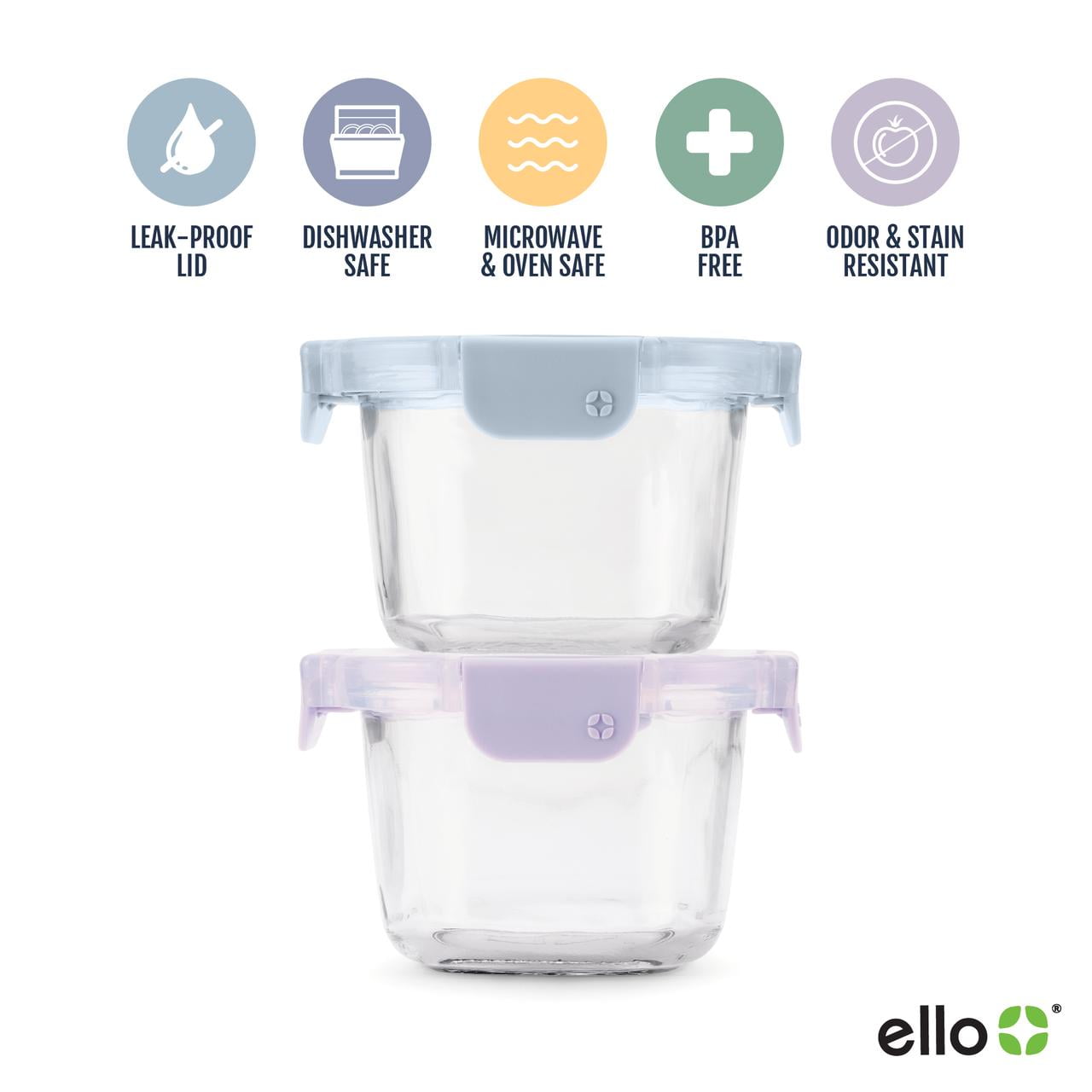 (2 pack) Ello Color Lock Clear Glass Leak-Proof Food Storage Container (2 Count)