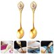thumbnail image 4 of Retro Coffee Spoon with Ceramic Decorative Piece Made of Stainless Steel for Eating Cakes and Coffee 2 Pieces, 4 of 5