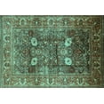 thumbnail image 1 of Ahgly Company Machine Washable Indoor Rectangle Oriental Turquoise Blue Industrial Area Rugs, 7' x 10', 1 of 4