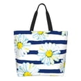 thumbnail image 1 of Fotbe Daisy Striped Nautical Bolsa Tote Estética de Lona con Estampado para Mujer - Bolsa Reutilizable de Hombro Casual para Vacaciones, Compras, Trabajo y Gimnasio, 1 of 8