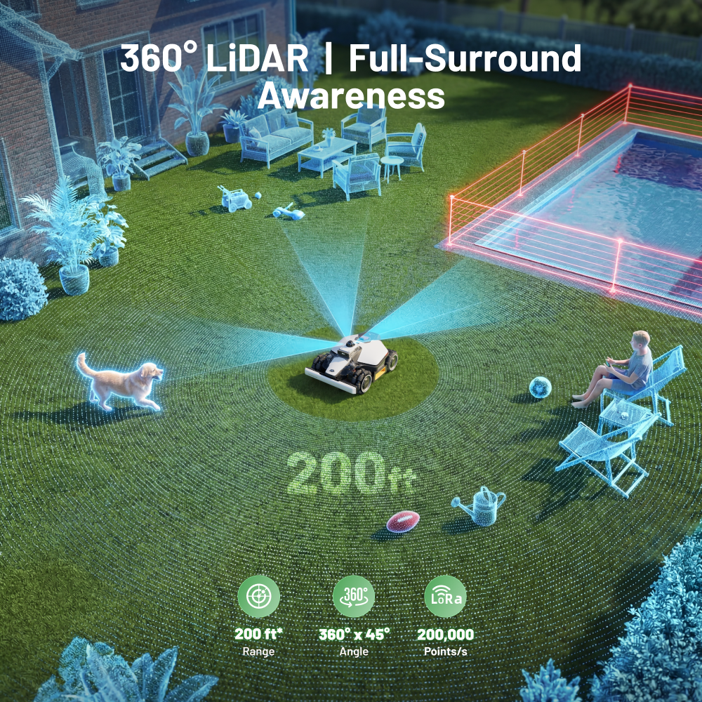 Mammotion LUBA mini 2 AWD 1500H Robot Lawn Mower, 0.37Acres,360° LiDAR+Dual-Cam AI Vision, 80% Slopes,2.2-4.0 in Cutting Height