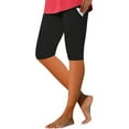 thumbnail image 2 of Bermuda Shorts for Women Elastic Mid Waisted Leggings with Pockets Womens Slim Stretchy Yoga Workout Shorts, 2 of 6