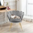 thumbnail image 4 of Velvet Accent Chairs Set of 2 for Living Room, Mid Century Modern Arm Chair, Comfy Vanity Chair for Makeup Room, Reception Armchair with Golden Legs for Bedroom, (2, Gray), 4 of 6