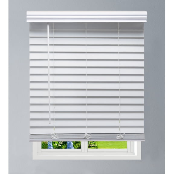 Linen Avenue Custom Cordless Outside Mount Faux Wood Blinds, 43.5 W X 60 H