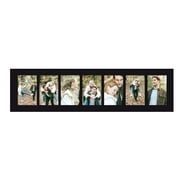 Adeco  Black Wood Hanging Divided 4 x 6-inch Photo Frame with 7 Openings