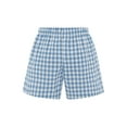 thumbnail image 2 of Haitryli Kids Girls Elastic Waist Plaid Boxer Shorts Gingham Wide Leg Mini Summer Shorts Y2K Beach Bottoms Blue 5-6, 2 of 3