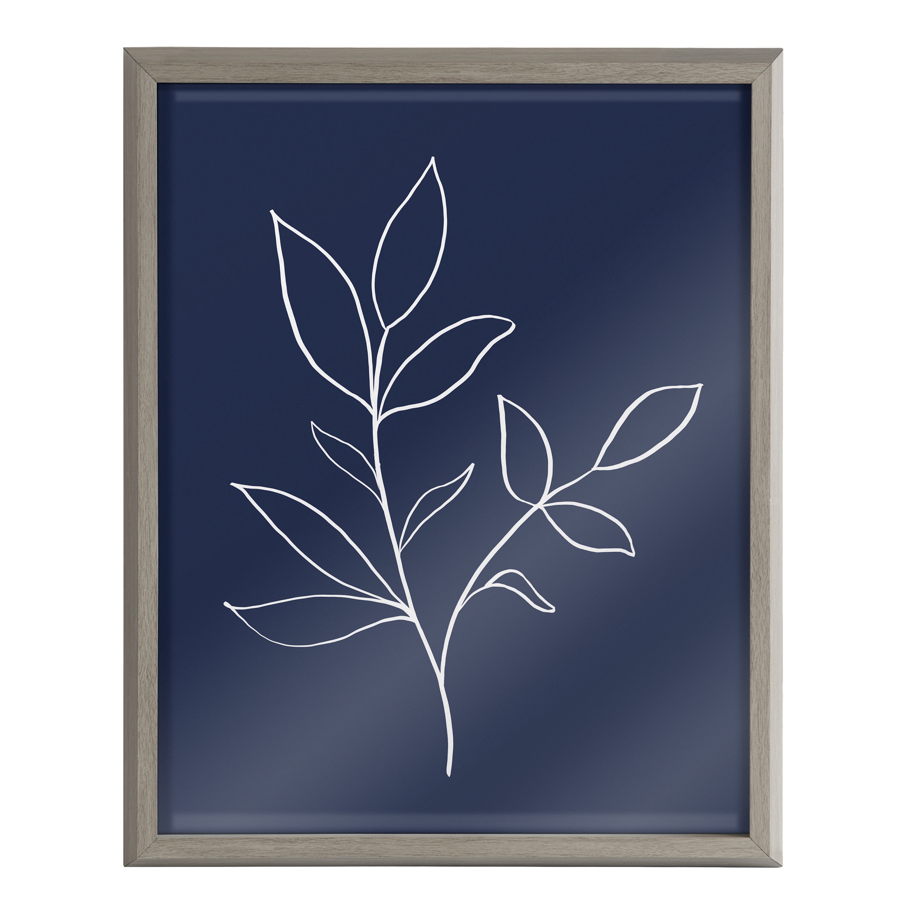 Blake Modern Blue Botanical Line Sketch Print 2 16 in x 20 in Framed Drawing Art Prints, by Kate and Laurel