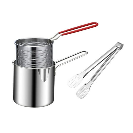

1 Set of Stainless Steel Fry Pot Deep Frying Pot with Basket Deepen Milk Pan Food Cooking Pot