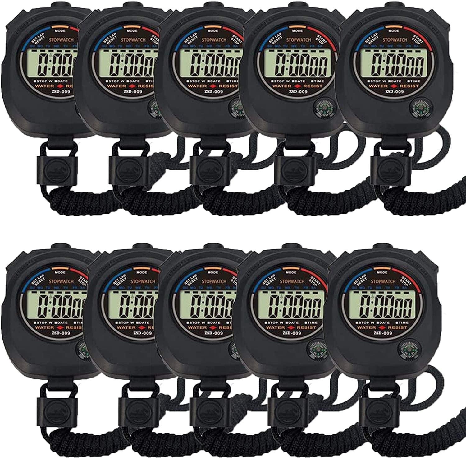 10 PCS Multi-Function Electronic Digital Stopwatch Large Display with Date Time and Alarm Function,Suitable for Sports Coaches Fitness and Referees - Walmart.com