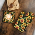 thumbnail image 5 of Black Sunflower Kitchen Oven Mitt and Pot Holder Sets 2 Pcs for Baking, Cooking and Grilling, Heat Resistant Up To 392 °F, 5 of 7
