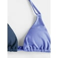 thumbnail image 6 of ZAFUL Women Swimsuit Color Block Textured Halter String Bikini Set Deep Blue M, 6 of 7