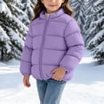 thumbnail image 5 of Luvrsol Toddler Girls Stand Collar Quilted Puffer Jacket Full Zip Lightweight Padded Kids Outer Coat, Purple 90, 5 of 6