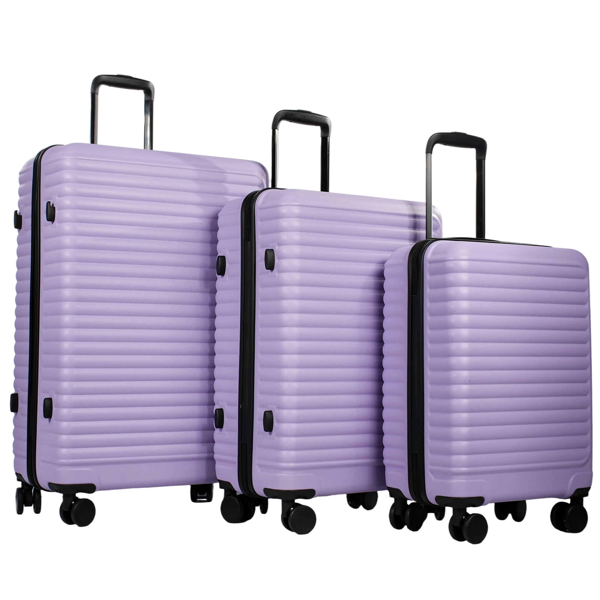 Travelhouse 3 Piece Hardside Luggage Set Hardshell Lightweight Suitcase with TSA Lock Spinner Wheels 20in24in28in.(Light Purple)