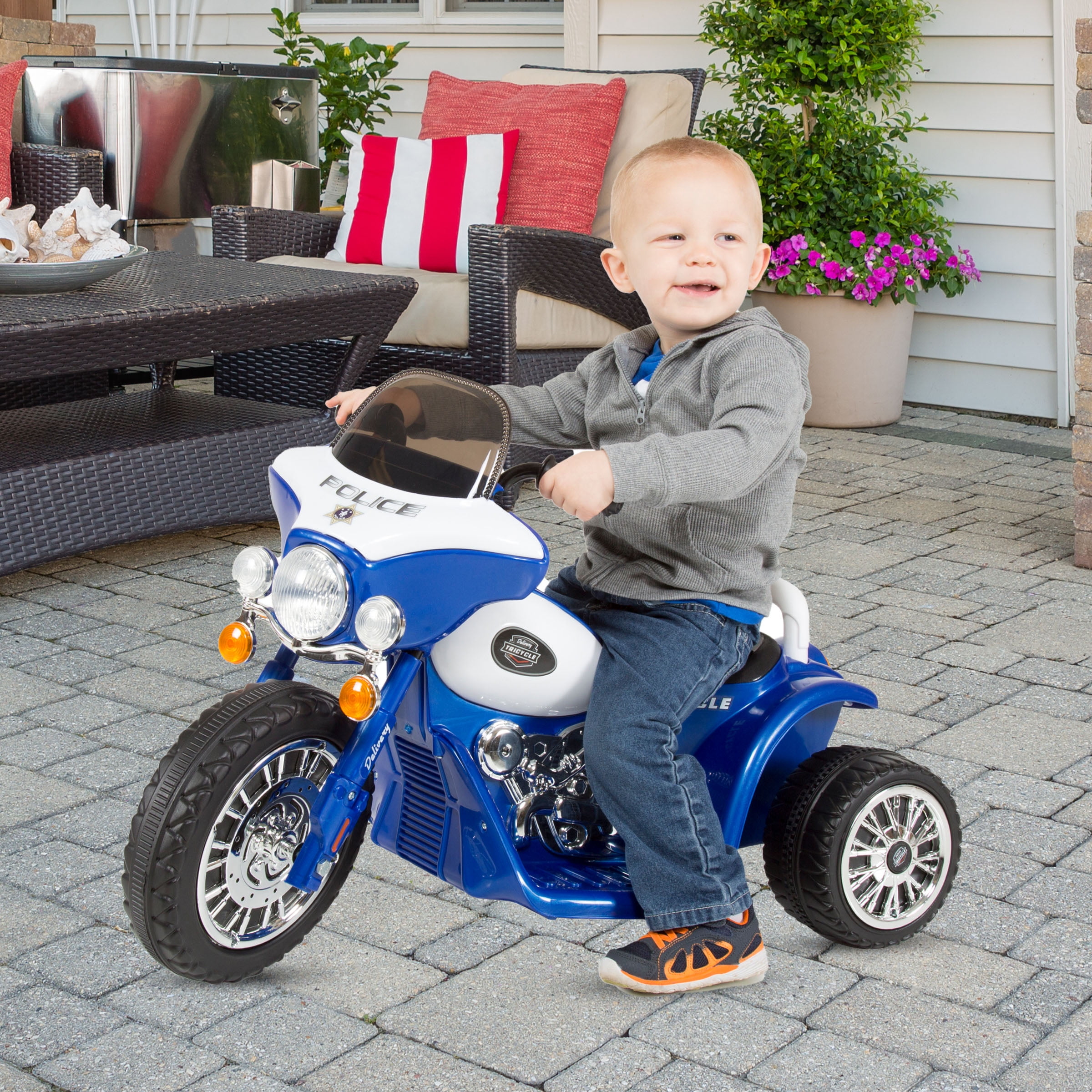 Lil' Rider 3-Wheel Kids Motorcycle Police Decal for Ages 3 to 6
