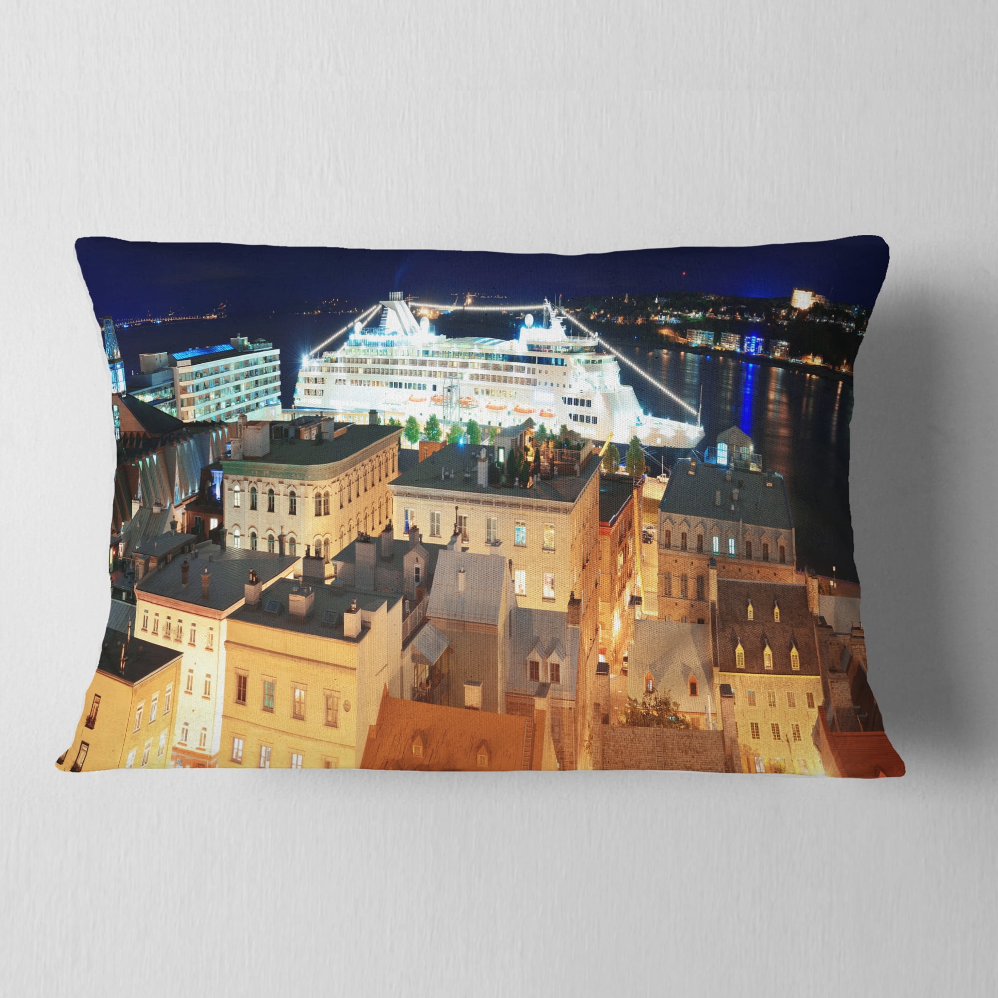 Designart Quebec City - Cityscape Photo Throw Pillow - 12x20