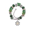 thumbnail image 2 of Two-tone Large Daisy with Peace Sign Green Christmas Bead Bracelet, 2 of 4
