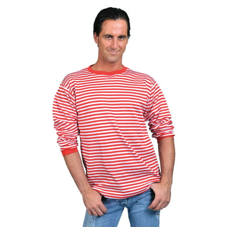 Red and White Striped Clown Shirt Men Adult Halloween Costume -