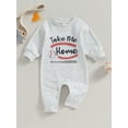 thumbnail image 2 of Wassery Baby Jumpsuit for Girls Boys Infant Long Sleeve Crew Neck Baseball Letter Print Romper Newborn Fall Clothes 3M 6M 12M 18M, 2 of 8