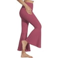 thumbnail image 4 of Audhol Flare Yoga Pants for Women, Ladies Solid Color High Waist Slim Fit Casual Flared Pants Trousers Bell Bottom Leggings for Women Wine S, 4 of 8