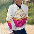 thumbnail image 2 of Birthday Cupcake with Candle Men's Stand Collar Sweater Long Sleeve Clothing Loose Fit Sports Sweater, 2 of 8