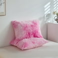 thumbnail image 6 of Wajade Plush Shaggy Comforter Set Fluffy Fuzzy Faux Fur Bedding Set - 3PC Microfiber Soft Warm Quilt Set(Pink White Tie Dye,Queen Size), 6 of 6