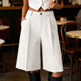 thumbnail image 2 of ManxiVoo Womens High Waist Pleated Shorts Loose Fit with Pockets Straight Casual Work Bottoms, 2 of 6