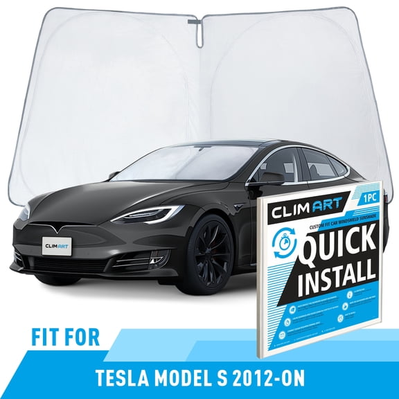 CLIM ART Windshield Sun Shade for Tesla S 2012-2026, Custom-Fit Foldable Car Sunshade, Vehicle Sun Protector, Front Auto Windshield Cover, Car accessories - WS8008