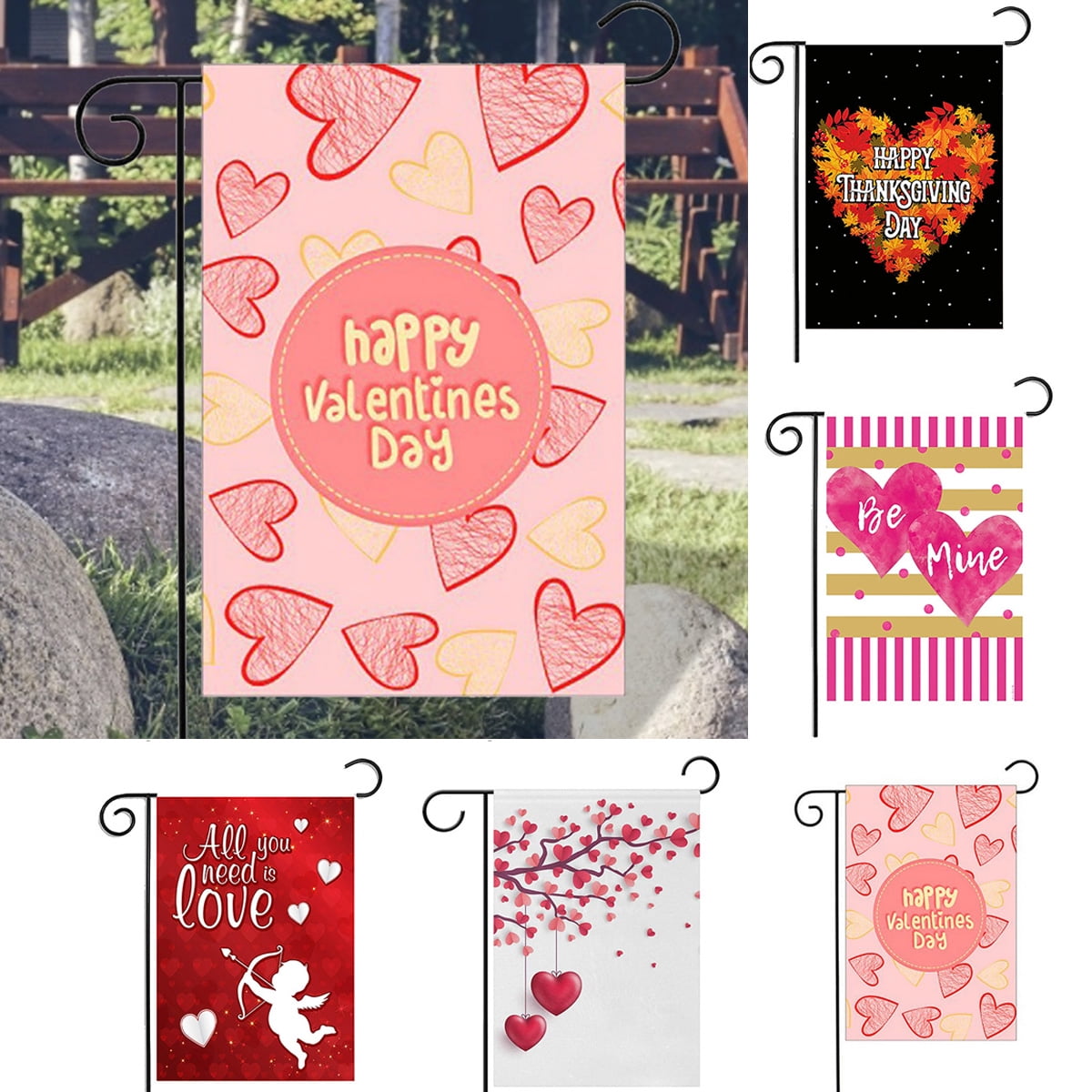 Travelwant Valentine Flag, Double Sided Valentine's Day Flag Red and