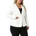 thumbnail image 4 of Agnes Orinda Women's Plus Size Blazer Notch Lapel Button Front Wear-to-Work Jackets 4X White, 4 of 6