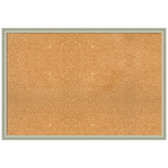 Amanti Art Natural Cork Board Framed Florence Silver Bulletin Board 38 in. x 26 in.
