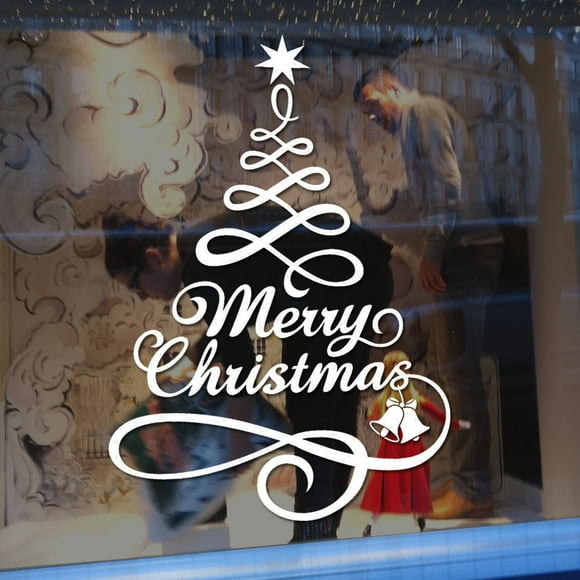 Fdelink Wall Stickers Christmas Tree Window Wall Stickers Home Decorations Gifts White