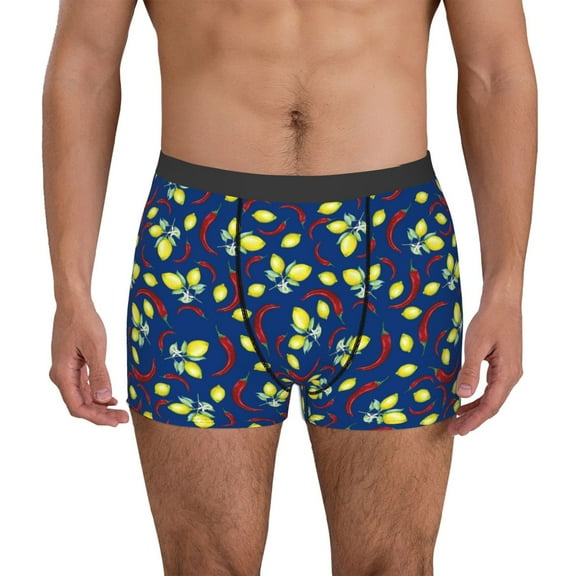 Naloa Lemons And Chili Mens Underwear - Boxers for Men, Mens Boxer Briefs, Classic Briefs for Men-Small
