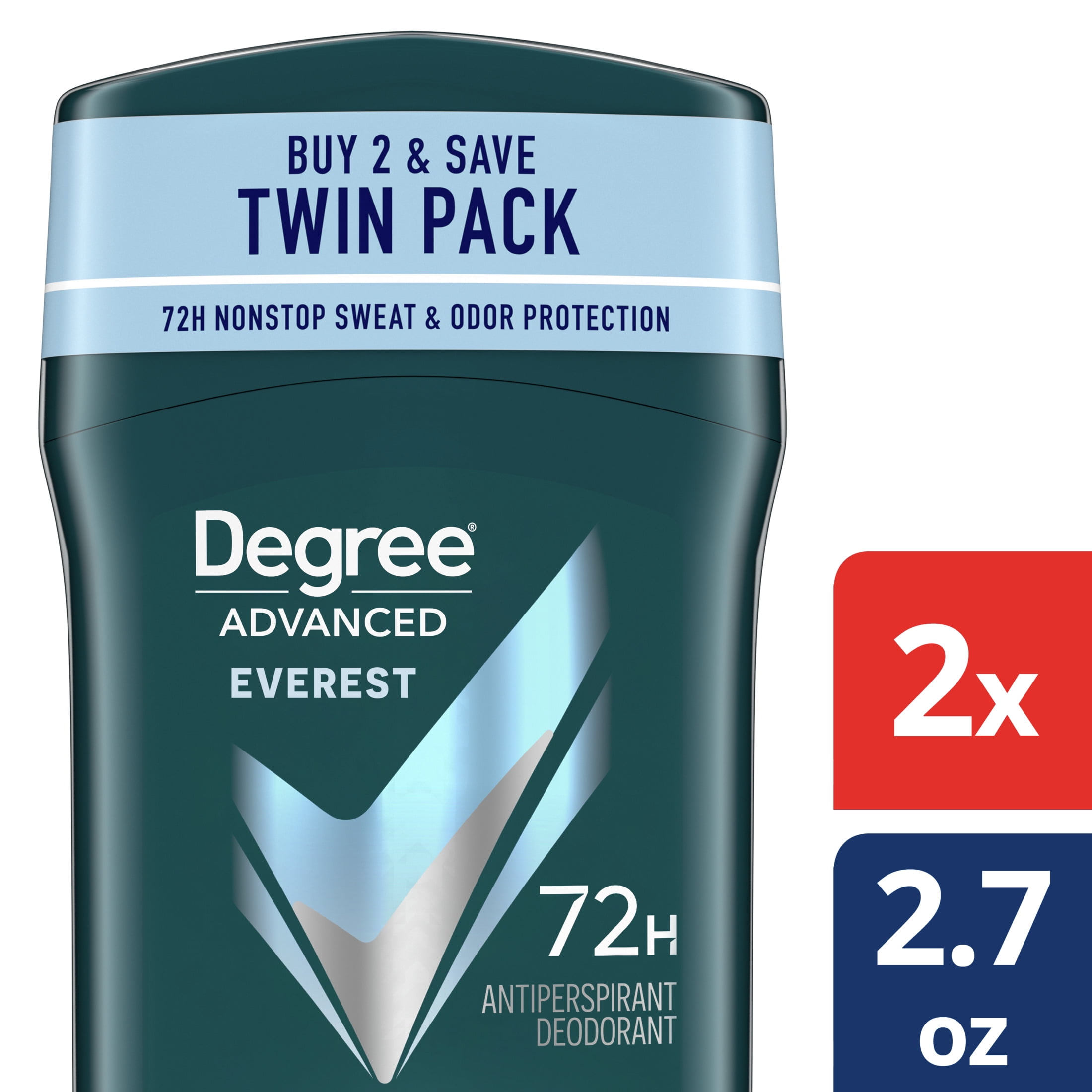 Degree Men Advanced 72H Antiperspirant Deodorant Everest, 2.7 oz, 2 Count